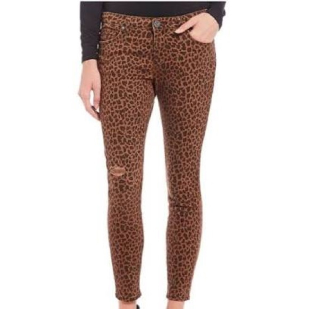 Kut from the Kloth Donna Animal Print Ankle Skinny Jeans Size 2